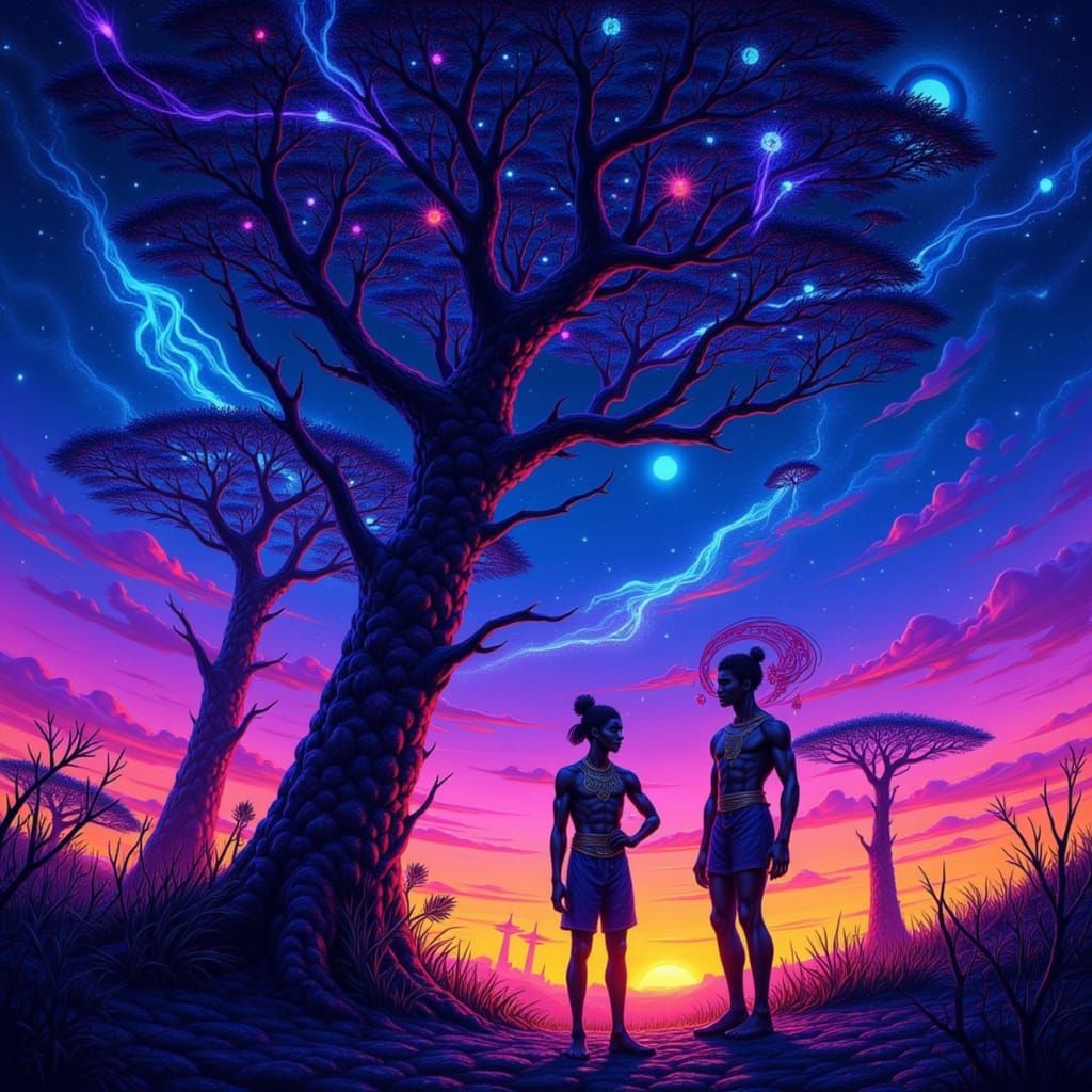 Mystical West African Realm with Tribal Guardians