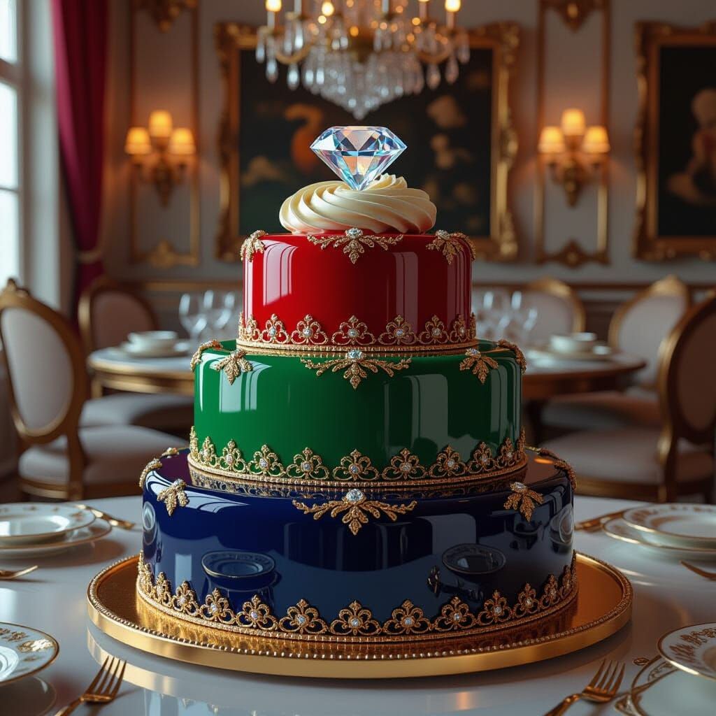 Decadent Gemstone Cake with Gold Frosting