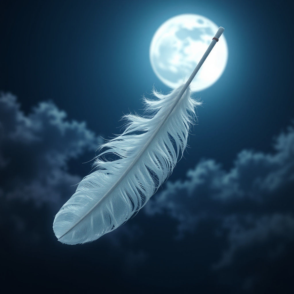 Snow-White Feather in Enchanting Moonlight