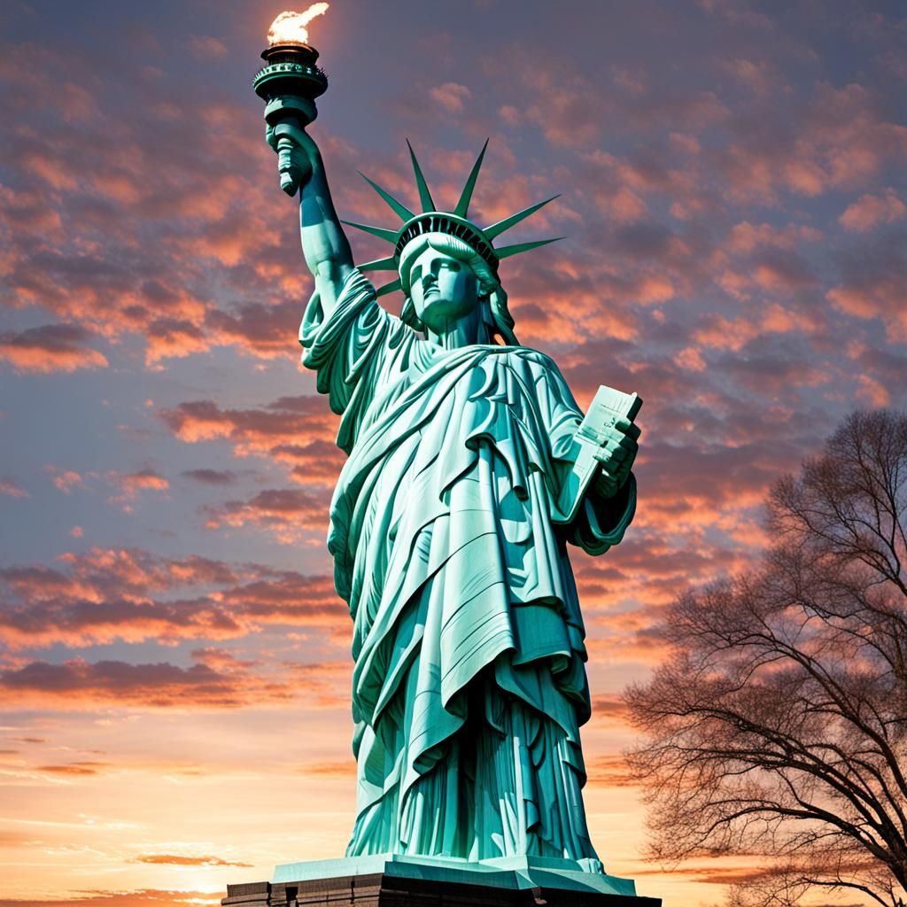 Statue of Liberty Headstand: An AI Rendition