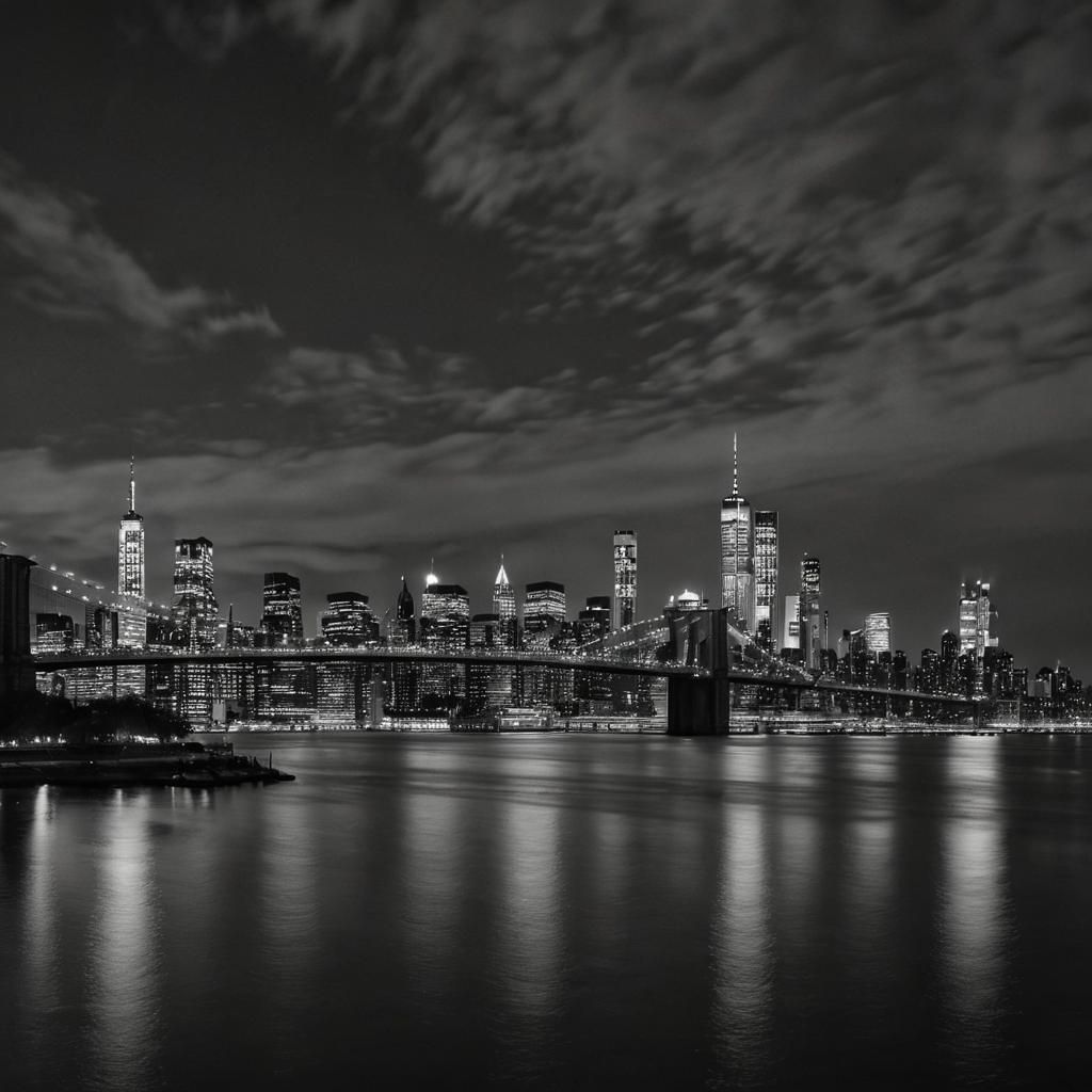 New York City Skyline at Night: Cinematic Photography