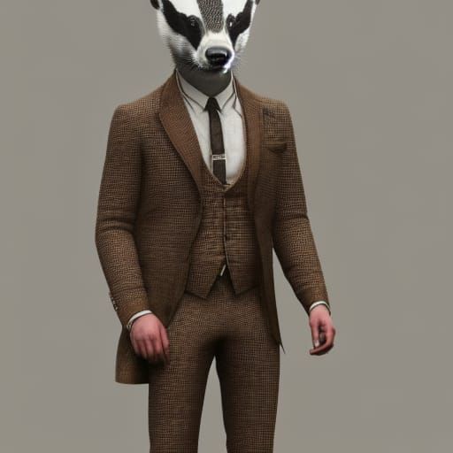 Badger in Tweed Suit: Detailed Matte Painting