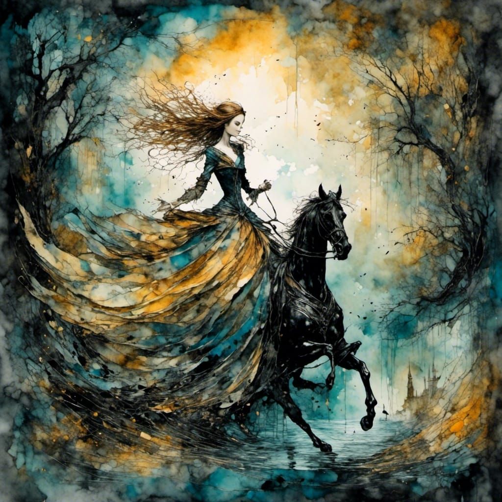 Heroine of Sleepy Hollow in Impressionist Style