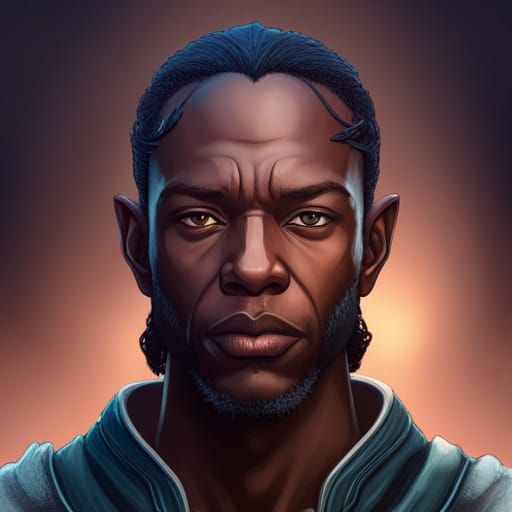 Hyperdetailed Portrait of African American Male Elf