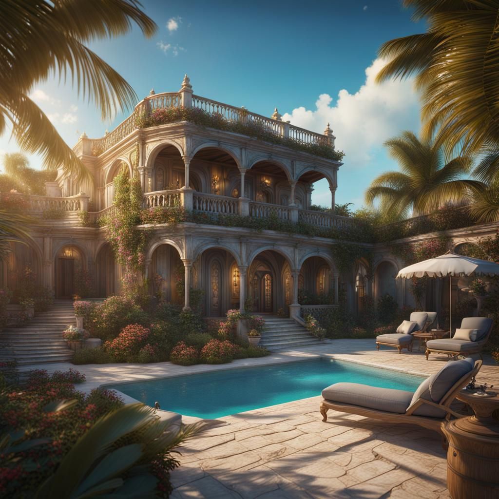 Beautiful Villa on Turks and Caicos: Detailed Matte Painting