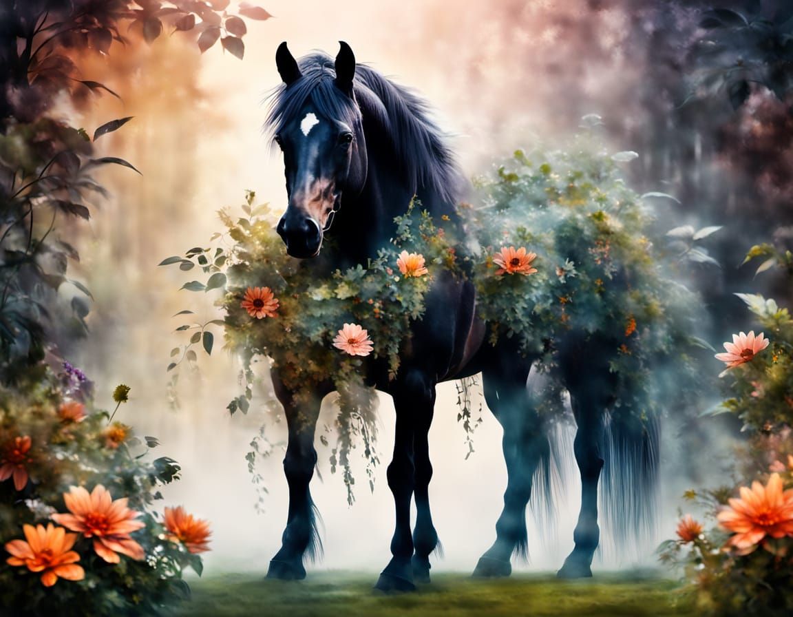 Botanical Stallion in Double Exposure