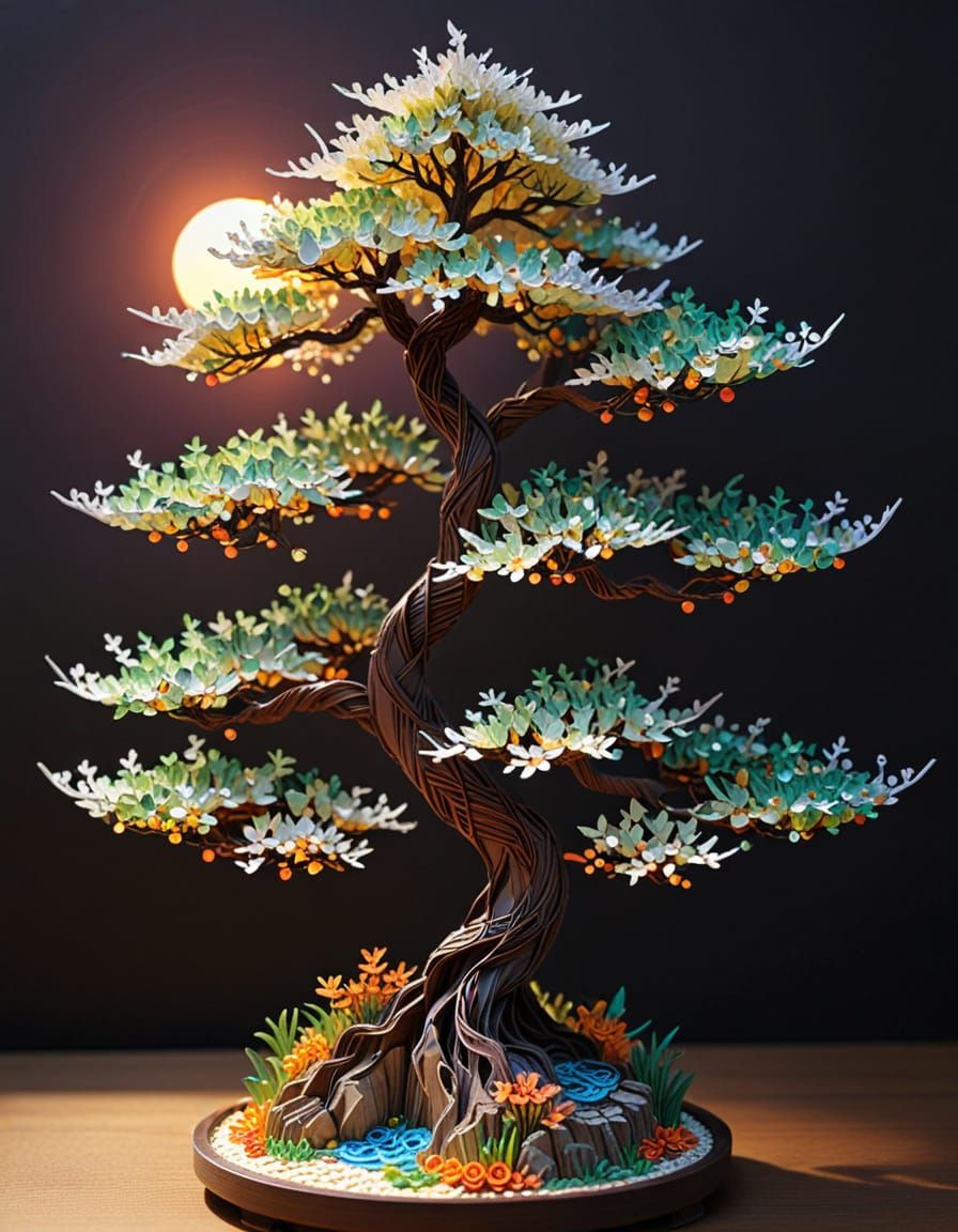 Beaded Paper Bonsai Tree: 3D Papercraft Art