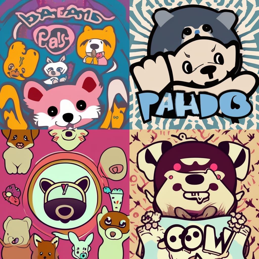 Pawsome Pals: Cute Animal Logo in Anime Style