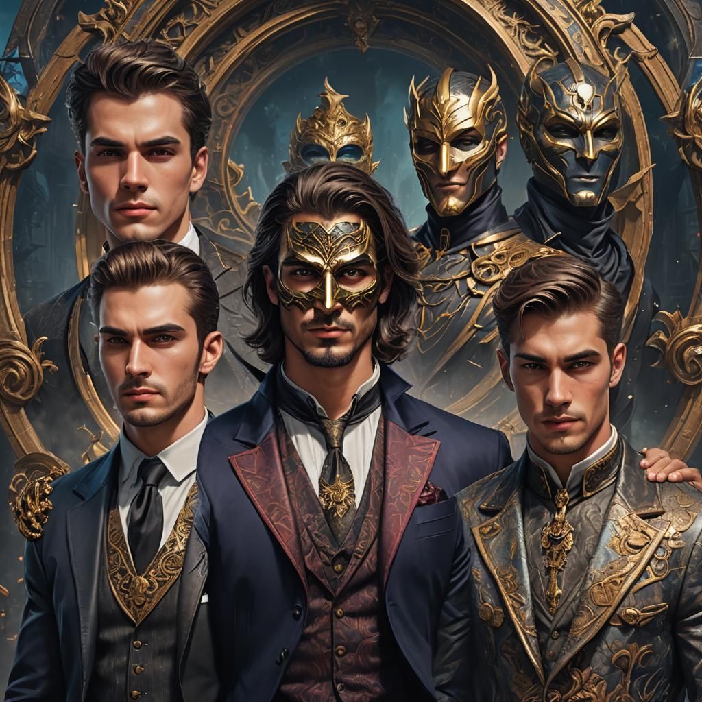 Dual Identity Portrait: Handsome Man and Masked Villain