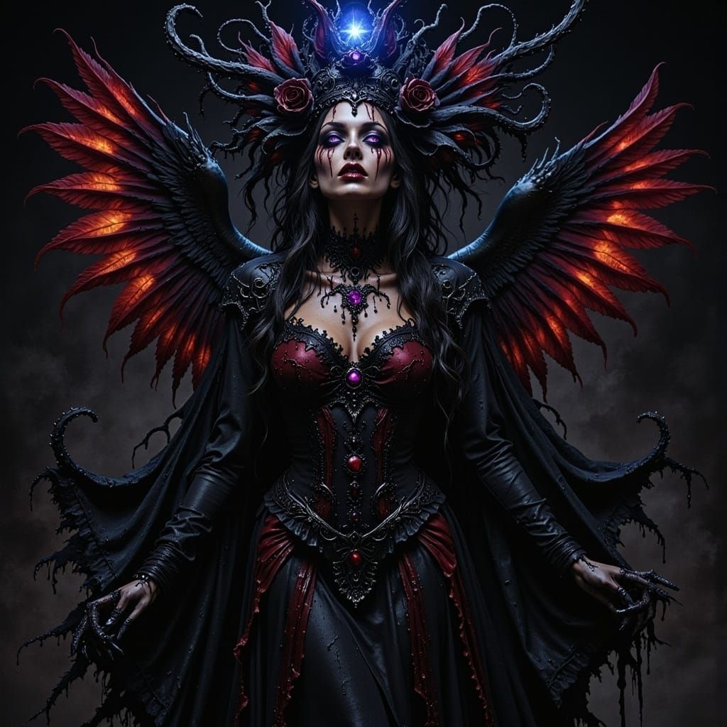 Lilith, Dark Fantasy Goddess in Ethereal Splendor