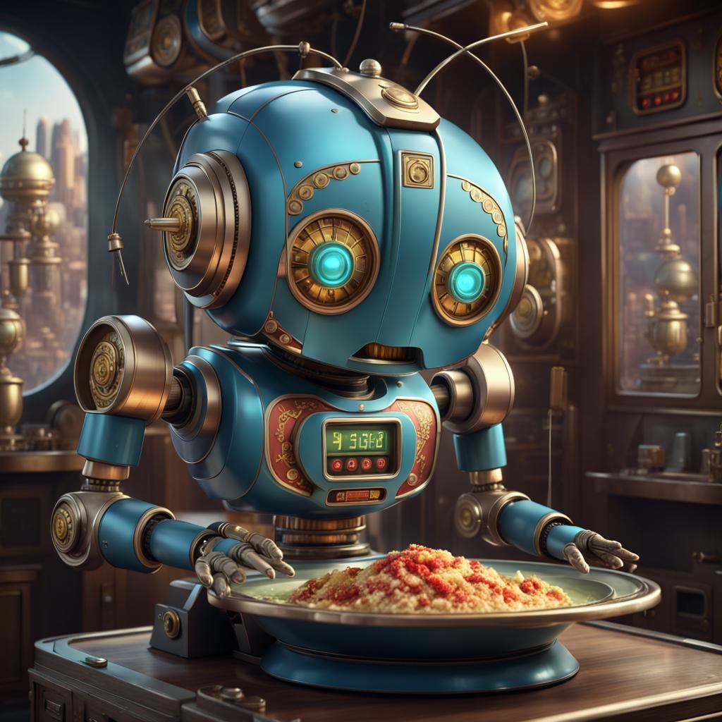 Slot Machine Robot with Antenna, Detailed Matte Painting