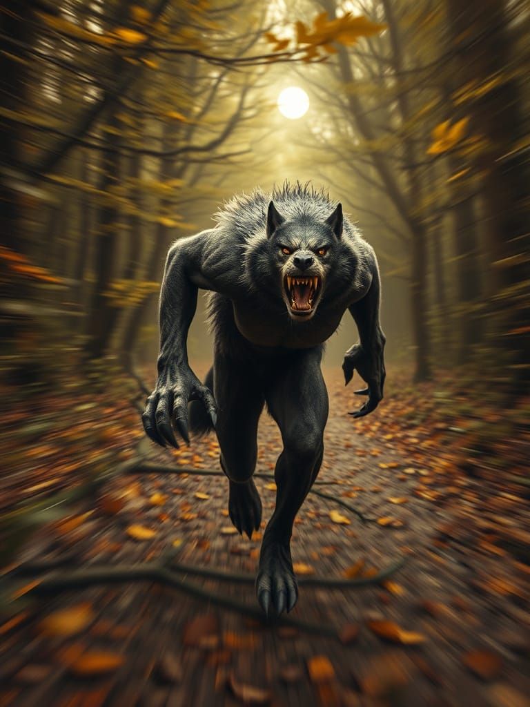 Moonlit Forest Werewolf in Frenzied Sprint