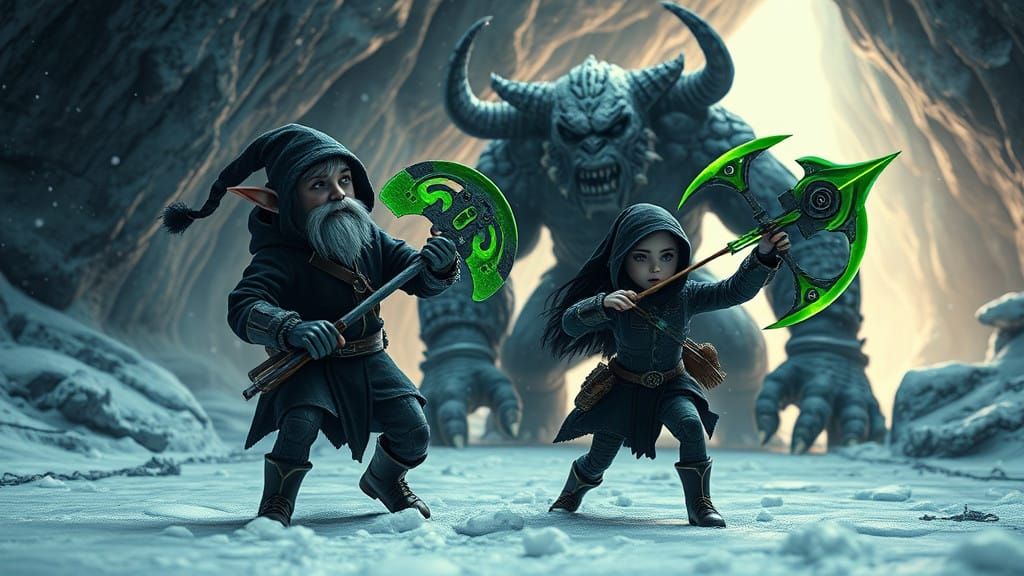 Epic Christmas Goth Elves Battle Toxic Troll in Icy Cave