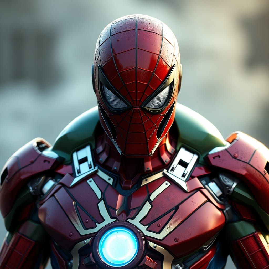 Realistic Superhero Fusion: Spider-Hulk-Iron Man