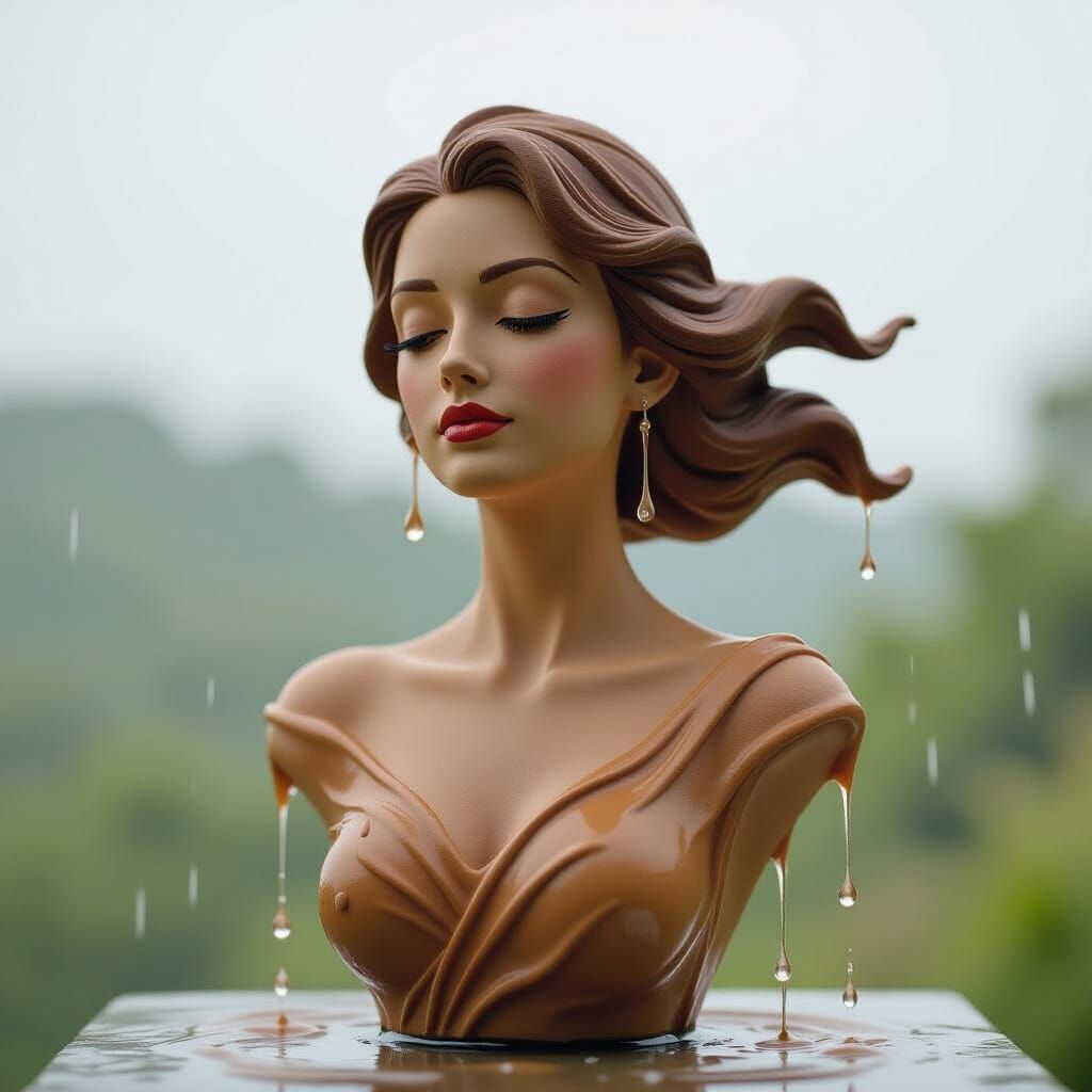 Elegant Clay Sculpture of a Rain Goddess