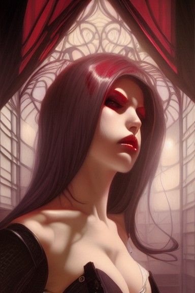 Anime Vampire Girl Portrait in Military Style