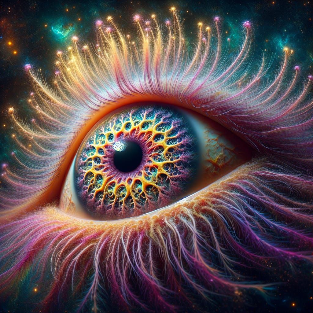 Mesmerizing Fractal Eye with Lush Eyelashes