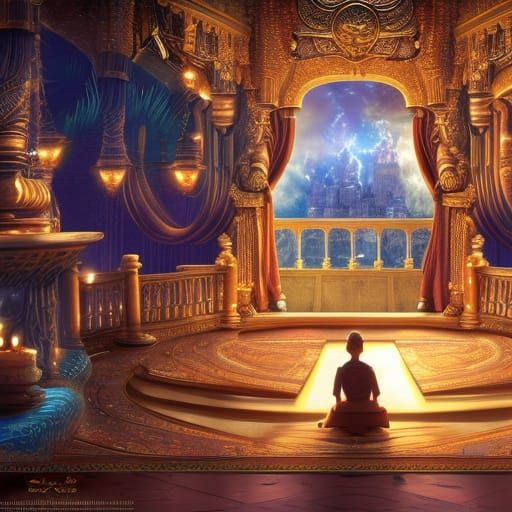 Detailed Genie's Lamp Interior: Digital Matte Painting