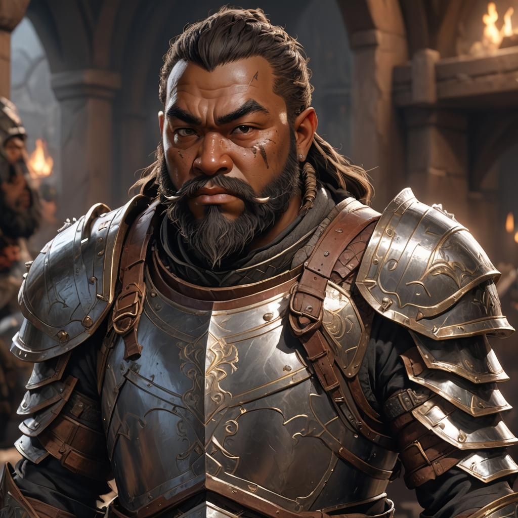 Dwarf Warrior in Heavy Armor: 3D Anime Art