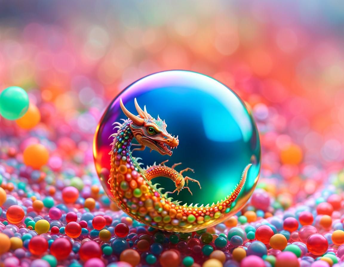 Psychedelic Dragon Embryo Egg with Geometric Patterns