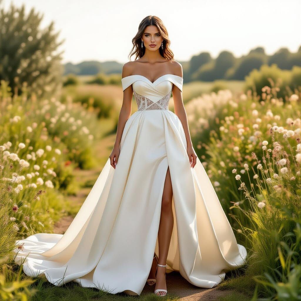 Elegant Bride in Impressionist Landscape