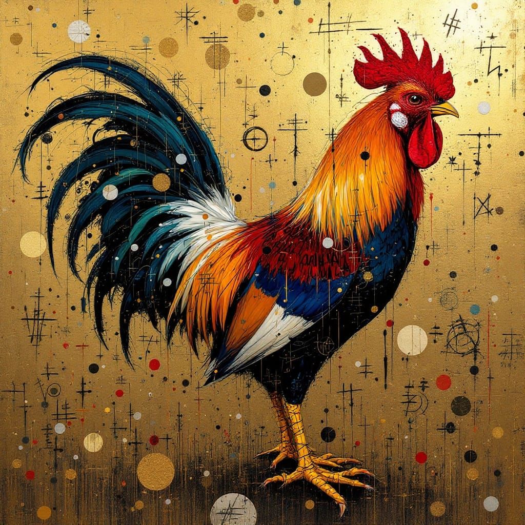Rooster Rises Amidst Golden Dawn