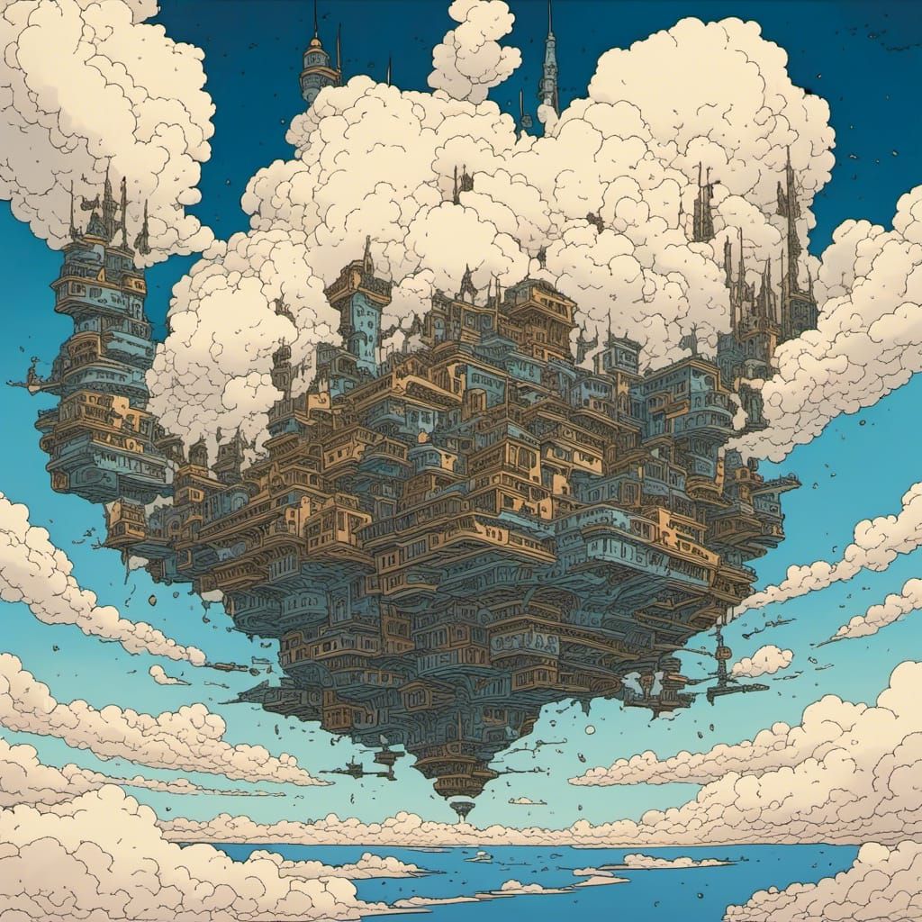 Fractal Geometry and Clouds in Moebius Style