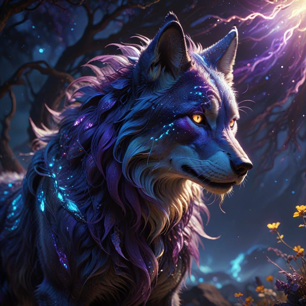 Ethereal Wolf Hybrid Stands at Crossroads of Celestial and T...