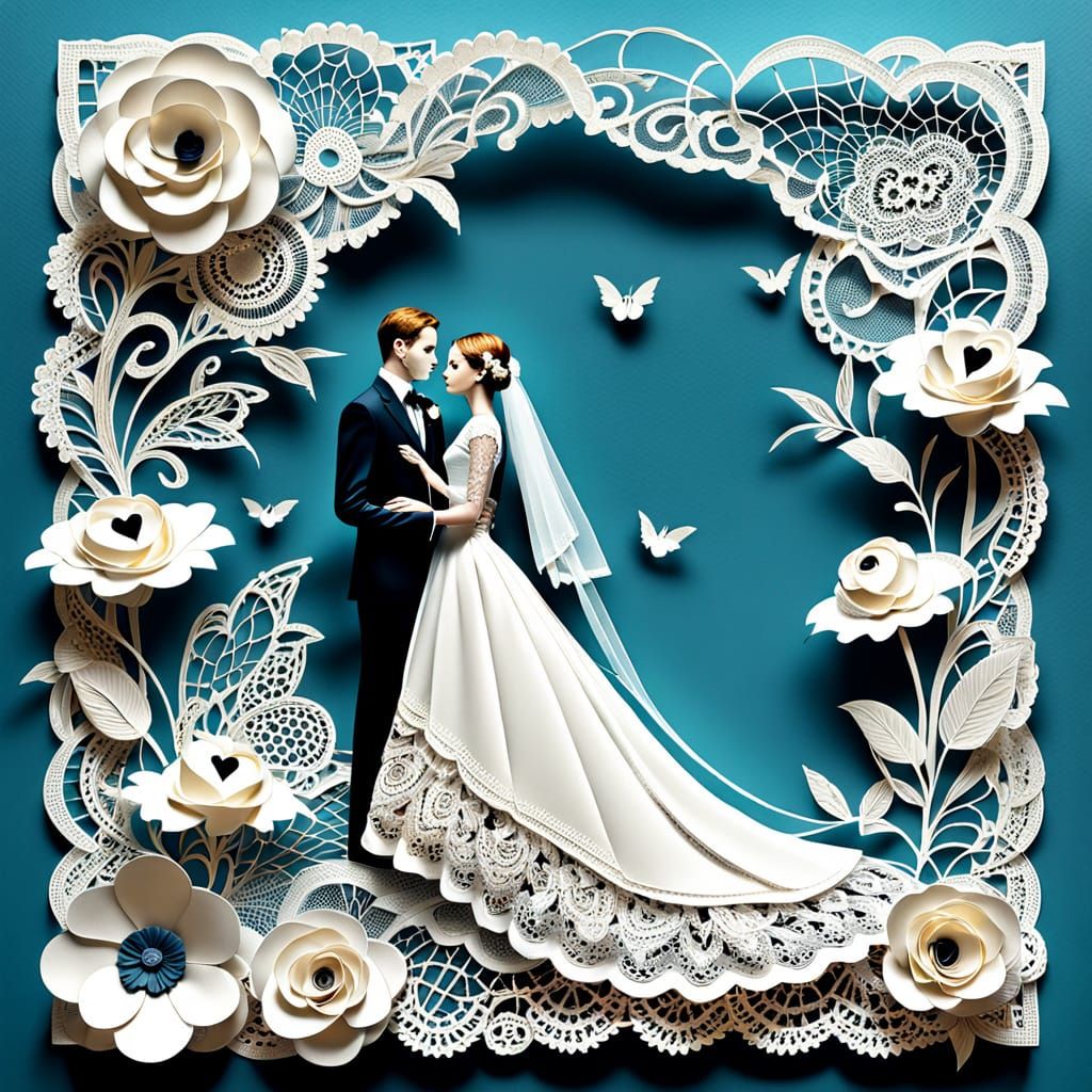 Ghostly 3D Wedding Lace Collage Art