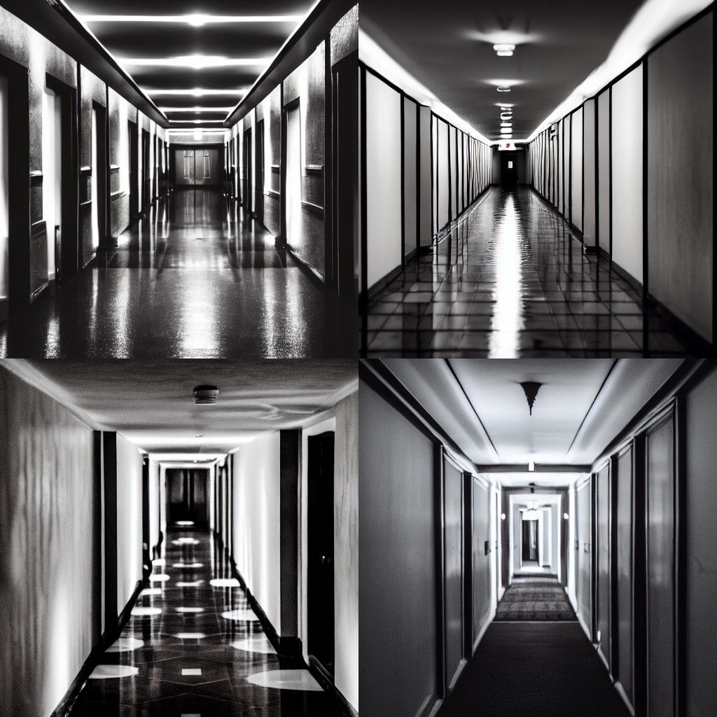 Dark Hotel Corridor at Night: Lights Off