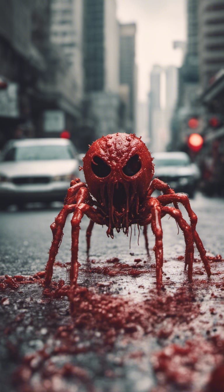 Gory Zombie Spider Runs Rampant: 80s Horror Art