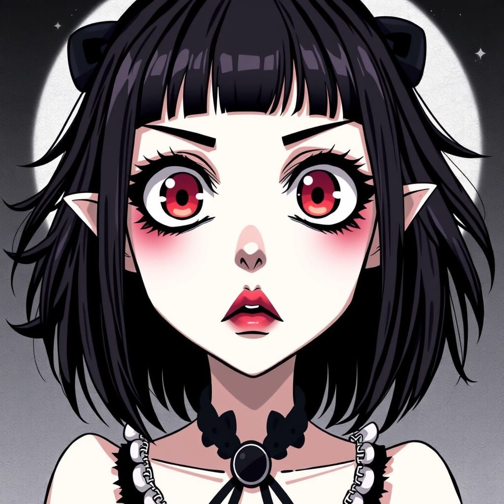 Gothic Anime Character in a Surreal Environment