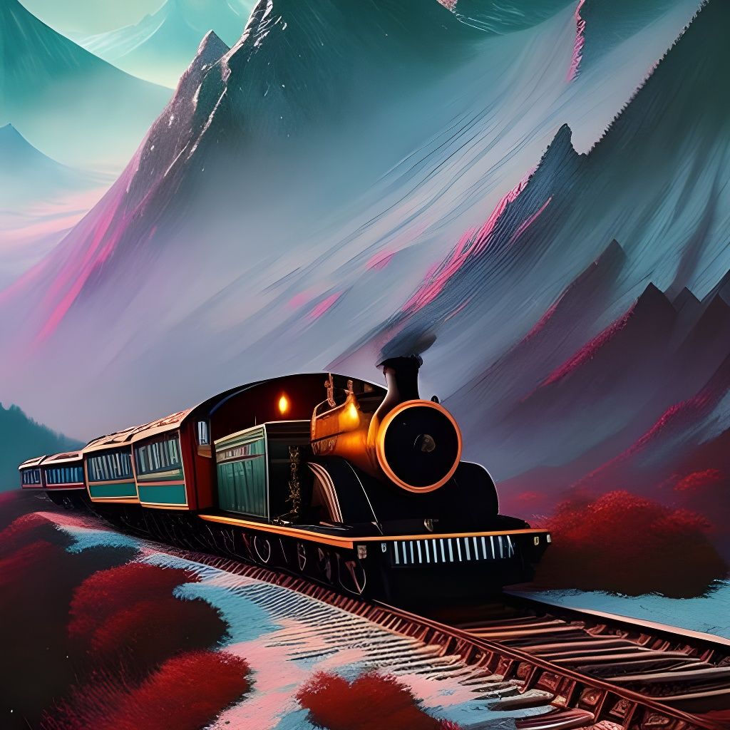 Majestic Steam Train Through Snowy Peaks