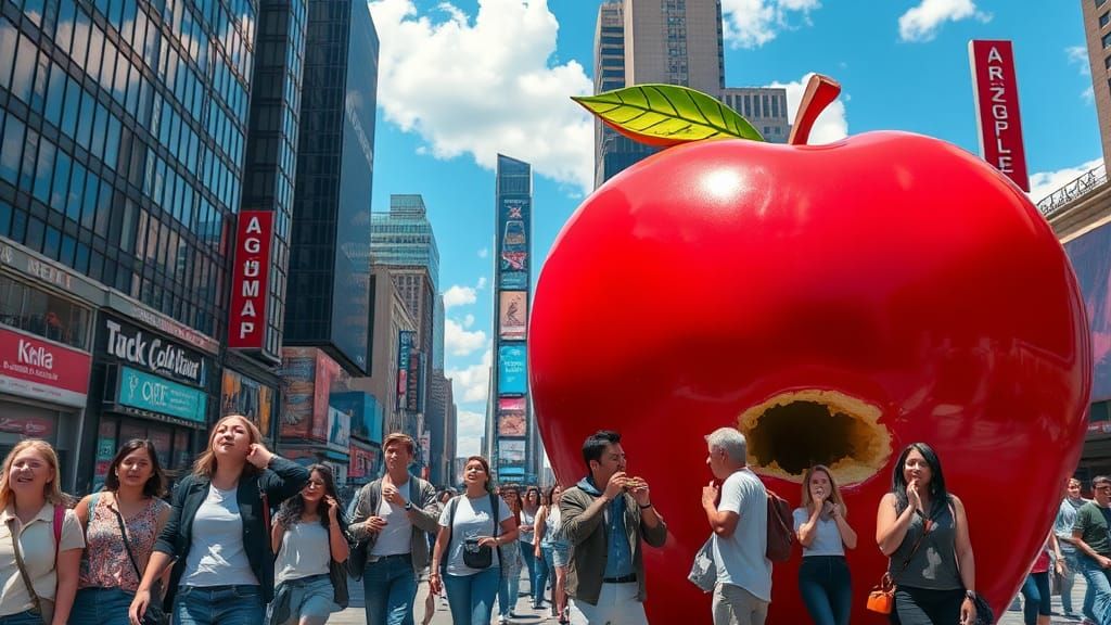 Giant Apple Street Concept Art in 8k Resolution