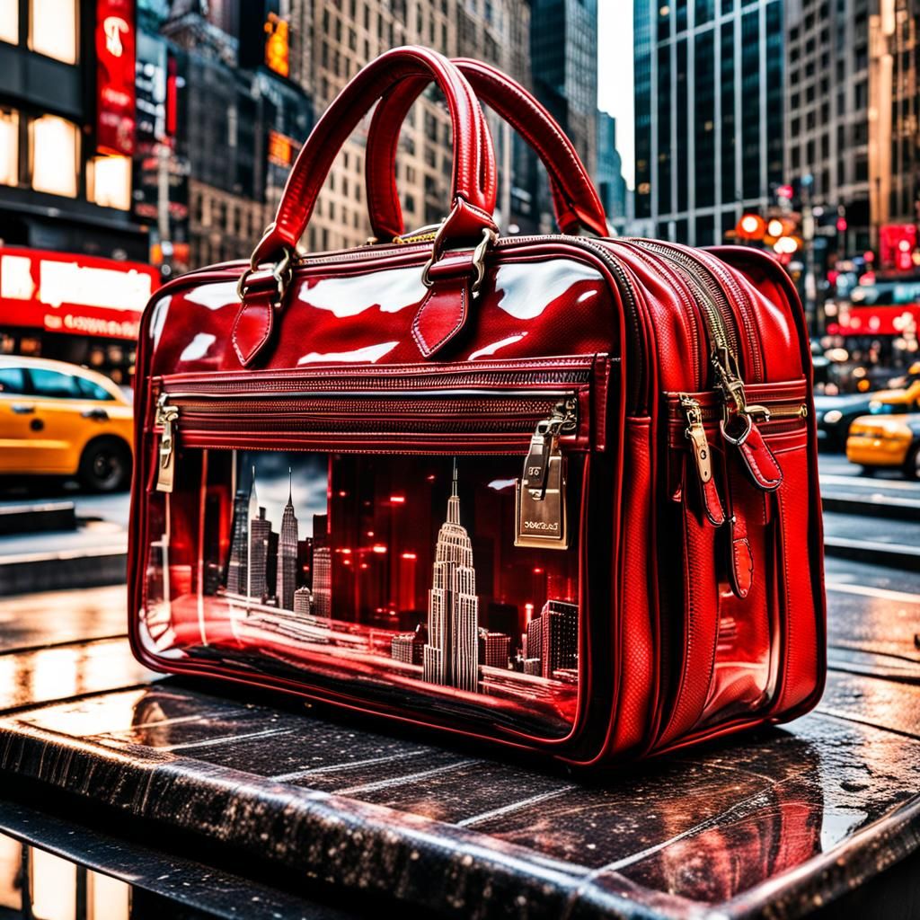 New York City Inside a Transparent Red Bag