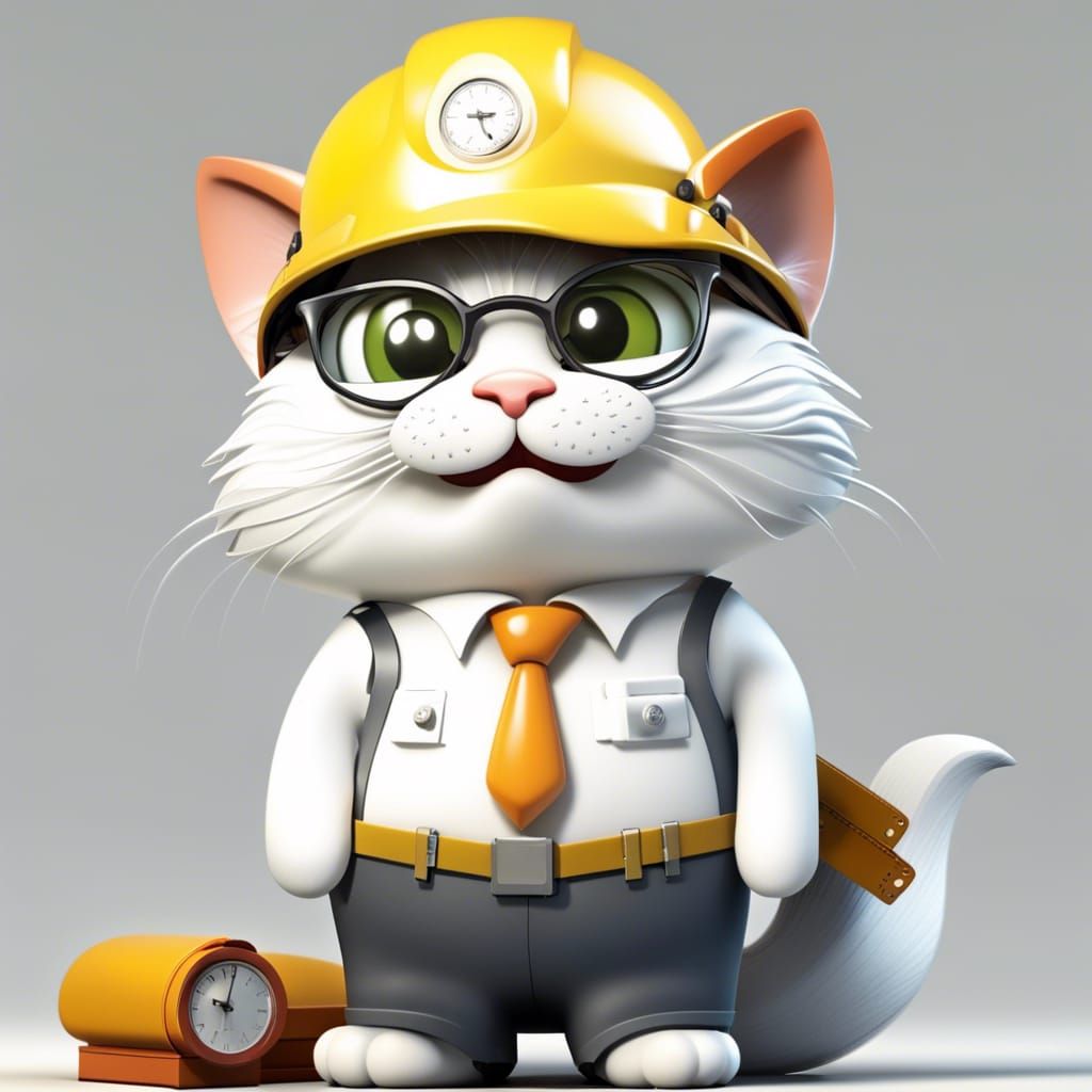 Tricolor Cat as Engineer and Accountant