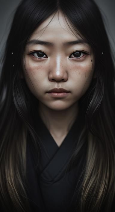 Intense Close-Up Portrait in Photographic Style