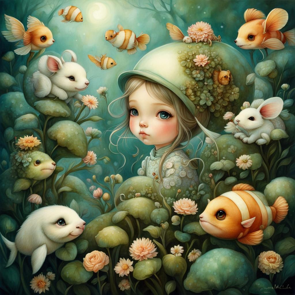 Dreamlike Portrait in Pop Surrealist Style