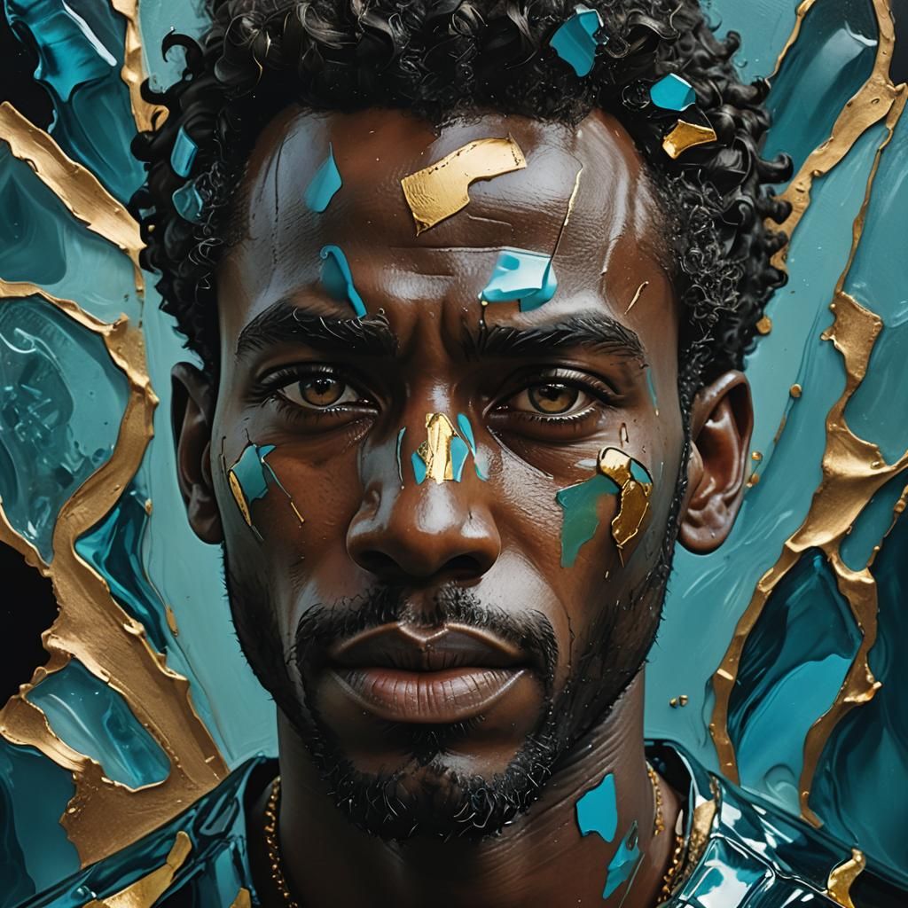 Caricature Art of Black Man with Art Glass