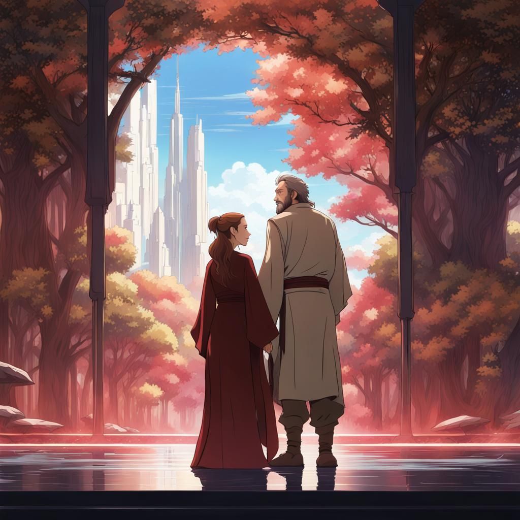 Wanda Maximoff and Obi-Wan Kenobi in Anime Style