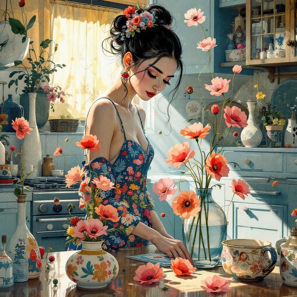 Poppies in the Kitchen: Amano and Murakami Fusion