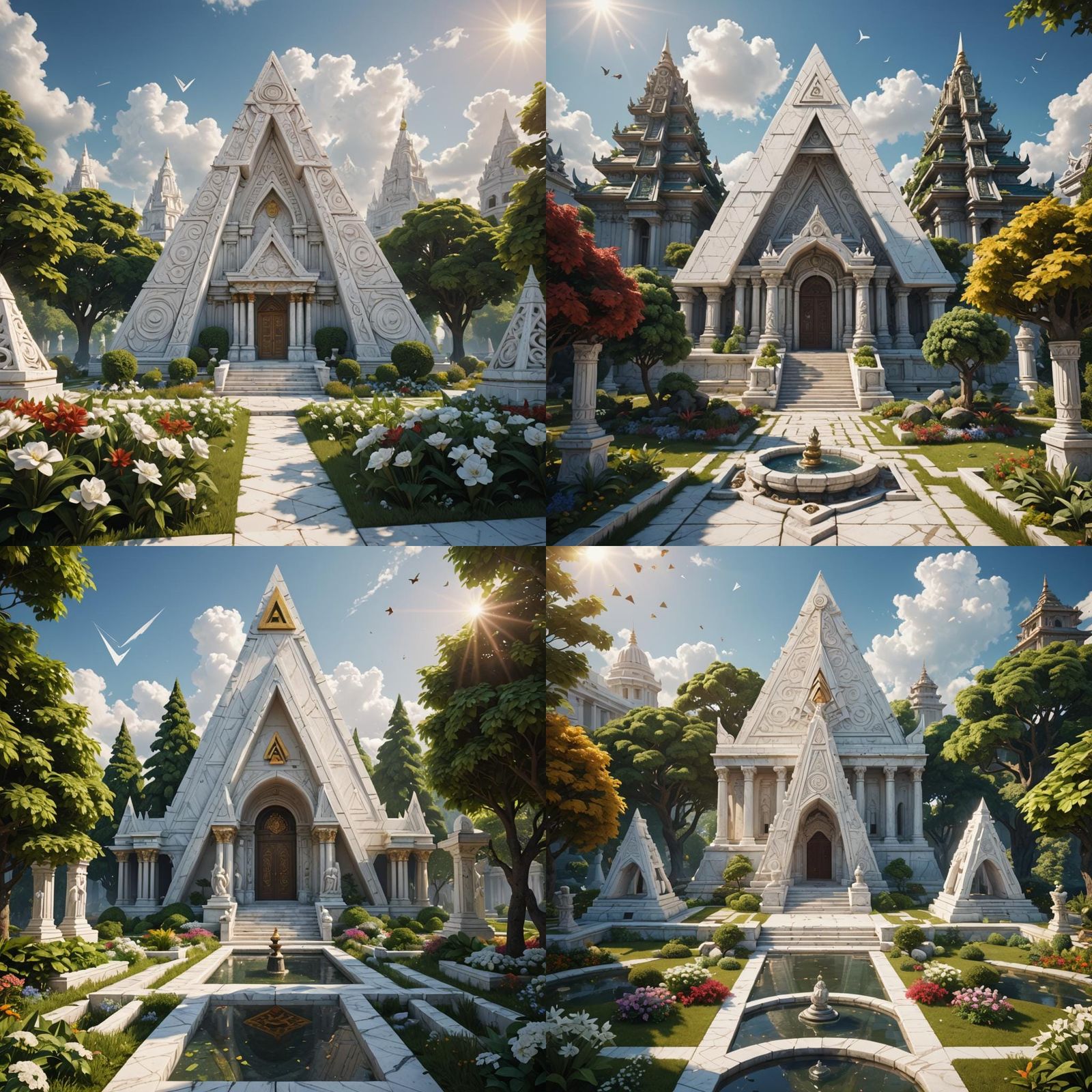 Marble Temple in Sunny Gardens, Detailed Matte Painting