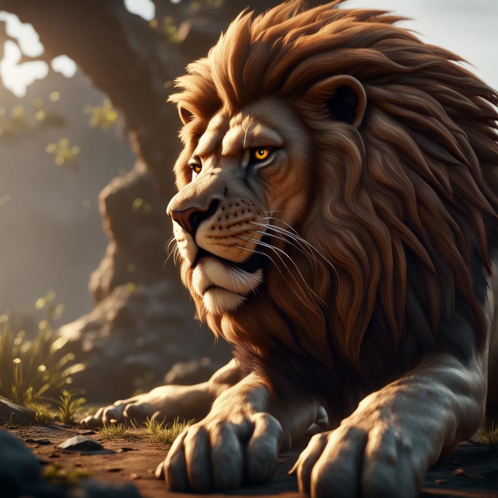 King Lion in Epic 3D Game Style
