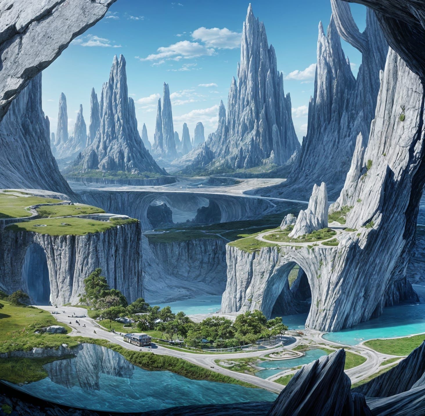 Futuristic Landscape Inside a Geode