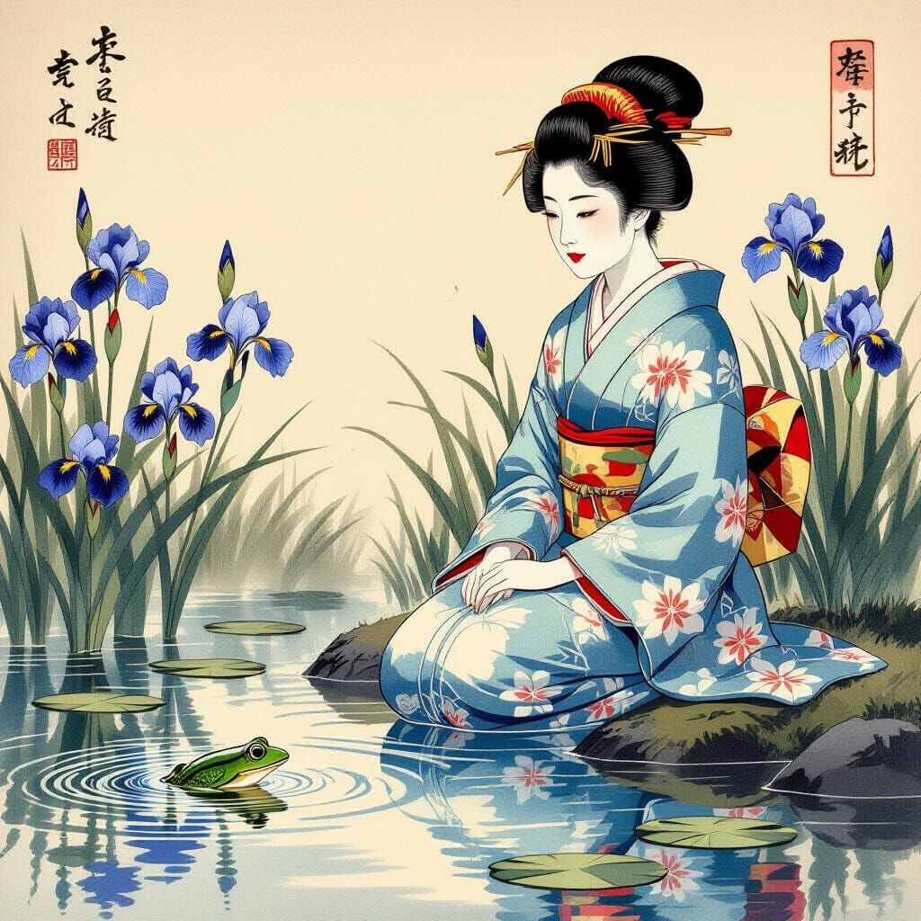 Japanese Woman by Iris Pond in Ukiyo-e Style