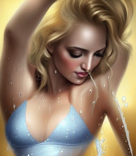 Sensual Woman in Shower, Hyperrealistic Image