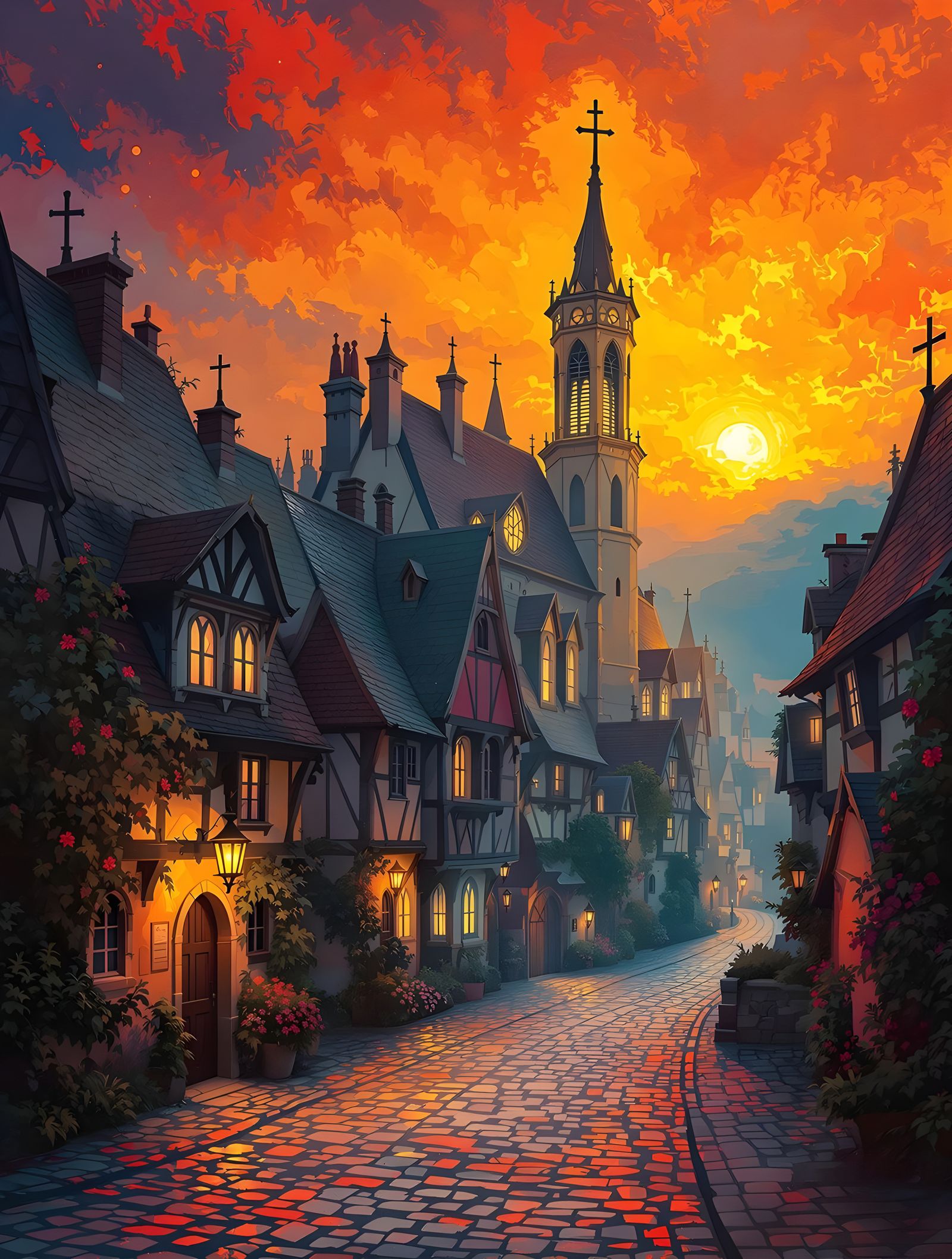 Sunset on Fire (Medieval Village)