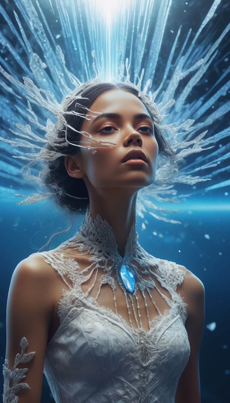 A Woman in Radiant Whiteness, Encased in a Glittering Diamon...