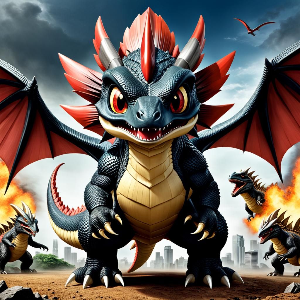 Chibi Art Animation of Godzilla and Titans