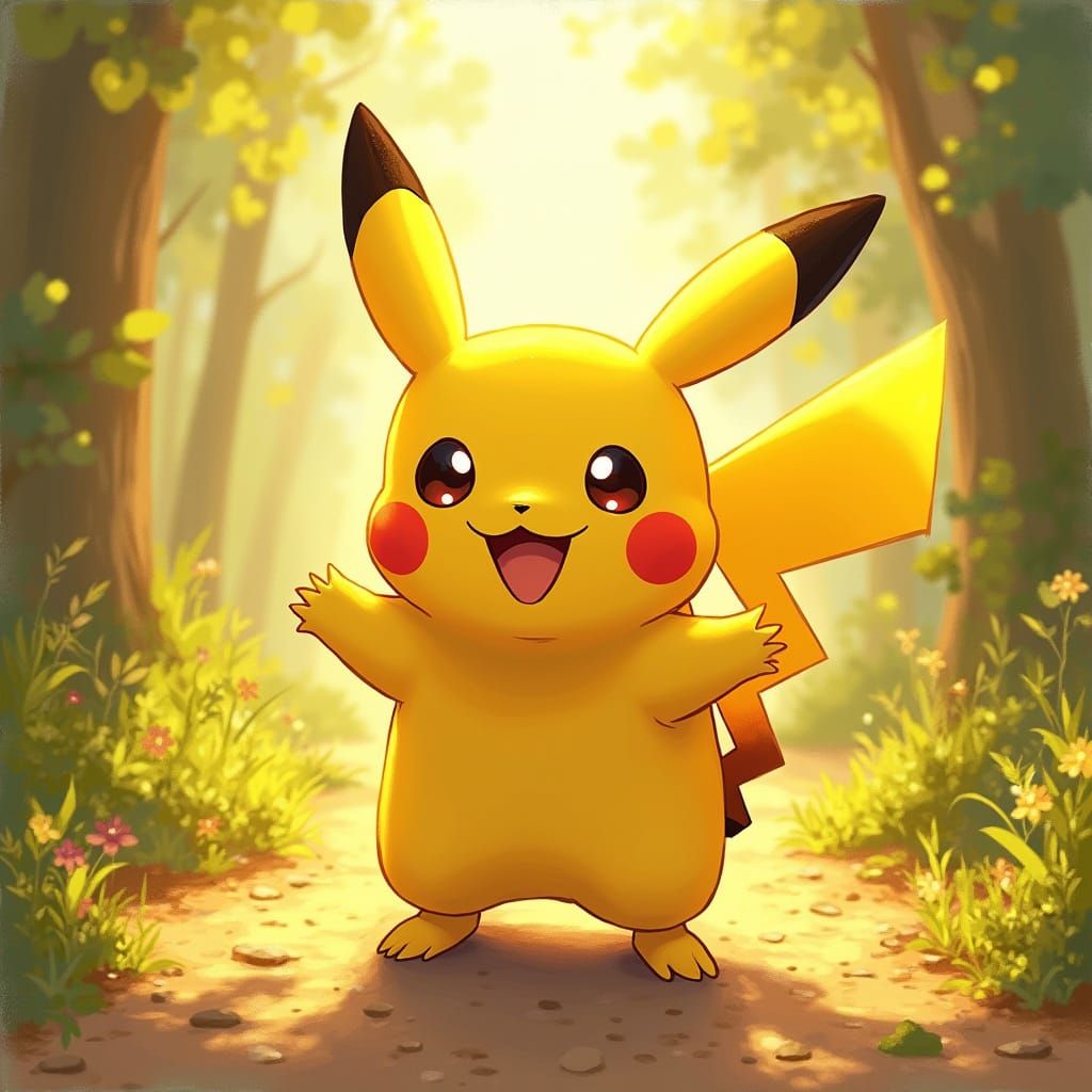 Vibrant Pikachu Embodies Optimism in Sun-Kissed Scene